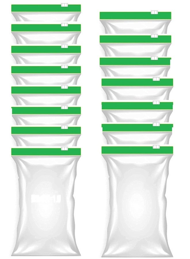 ZOXAR 15 Pcs Green Ziplock Bags (Medium 9"x10") - Reusable Freezer & Fridge Storage Pouches | Airtight Zipper Bags for Vegetables, Snacks, Food Organization | BPA-Free & Durable - Image 1